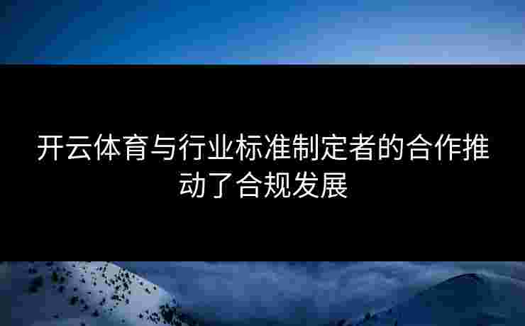 开云体育与行业标准制定者的合作推动了合规发展